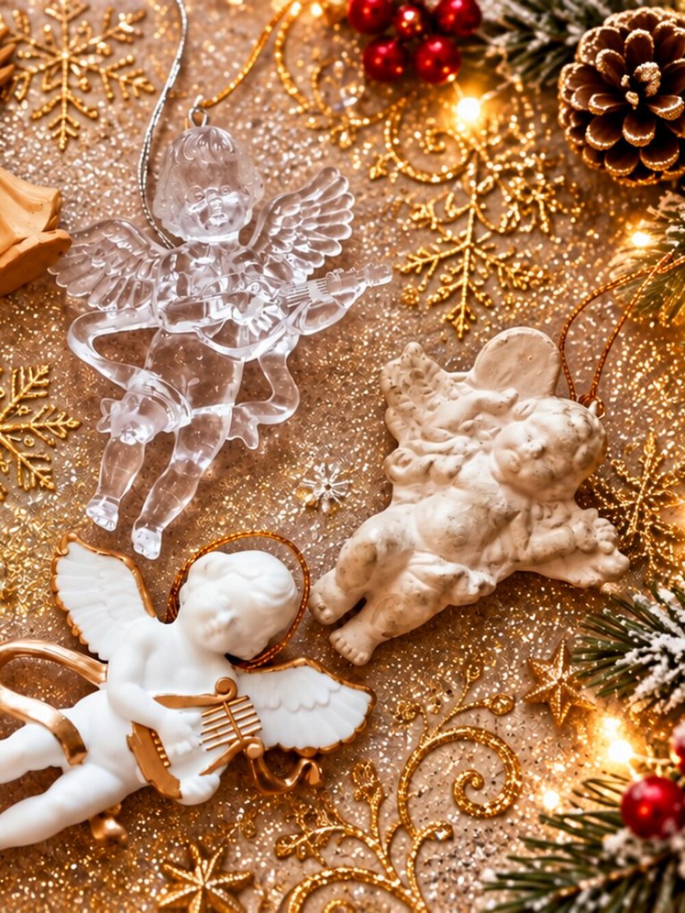⚡FINAL SALE⚡Nice Set of 6 Beautiful Cherub Angel Vintage Christmas Ornaments - Picture 9 of 9